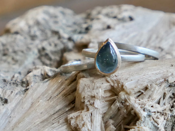 Stacking Silver Rings with Blue Topaz
