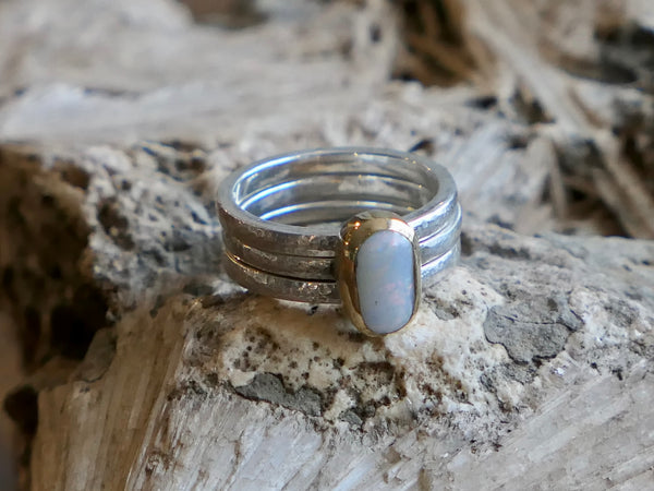 Stacking Rings with Opal
