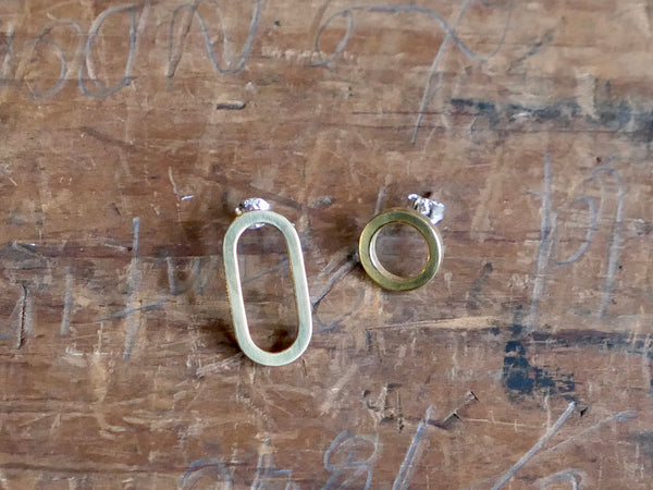 Brass Circle and Oval Studs