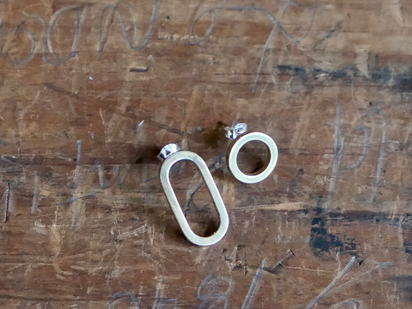 Brass Circle and Oval Studs