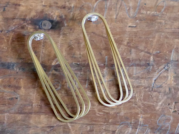 Three Brass Ovals Studs