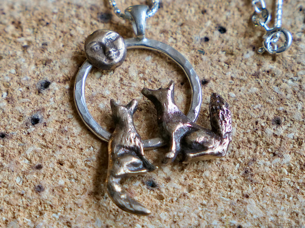 Mother and Baby Fox Pendant