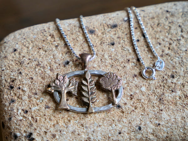 Three Trees Oval Necklace