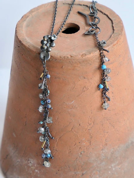 Blue Cluster Drop Necklace