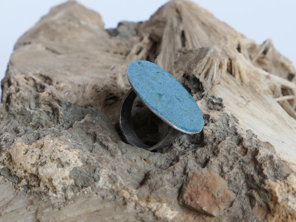 Enamelled, Recycled Silver Pebble Ring