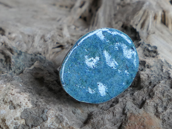 Enamelled, Recycled Silver Pebble Ring