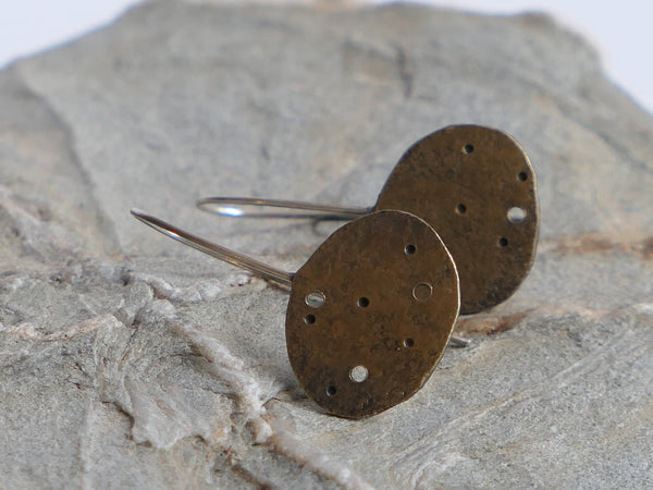 Eroded Brass Pebble Earrings