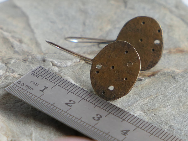 Eroded Brass Pebble Earrings