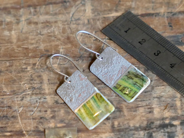 Medium Aluminium, Collage and Resin Abstract Landscape Earrings