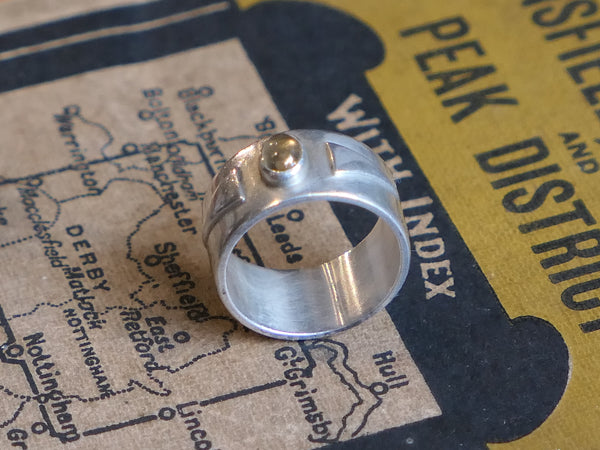 Vintage and Preloved Broad Silver Ring with Citrine