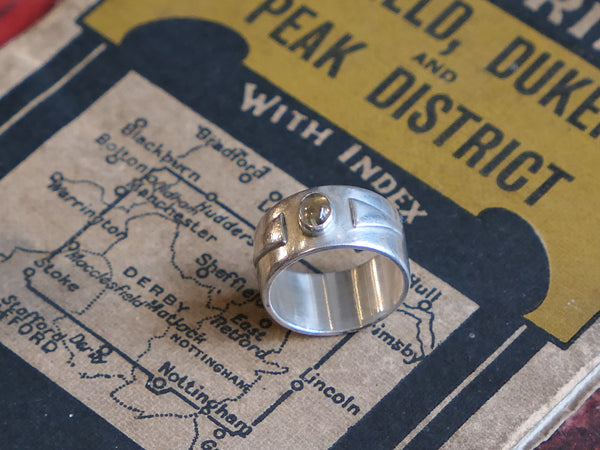 Vintage and Preloved Broad Silver Ring with Citrine