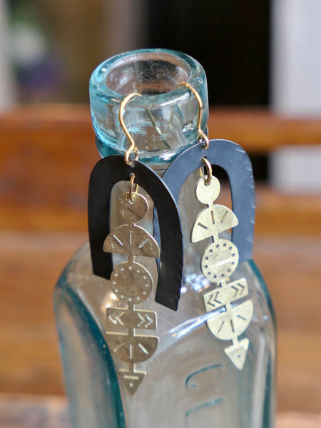 Lexicon Black and Brass Earrings