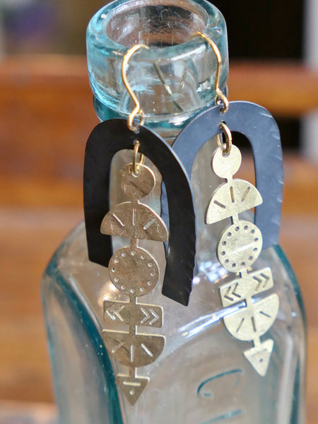 Lexicon Black and Brass Earrings