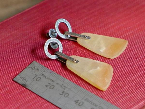 Rox Riveted Yellow Opal Drop Earrings