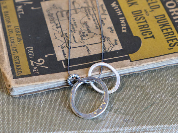 Textured Oval Triple Charm Necklace #1