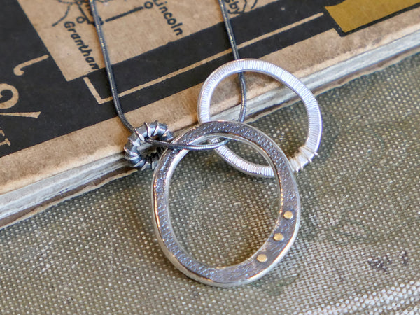 Textured Oval Triple Charm Necklace #1