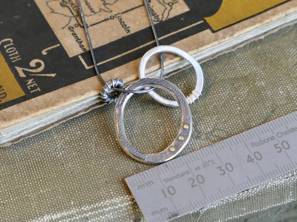 Textured Oval Triple Charm Necklace #1