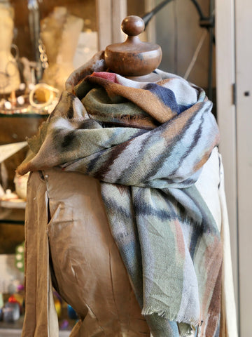 Rusts Ikat Wool and Modal Scarf