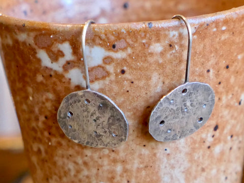 Eroded Recycled Silver Pebble Earrings