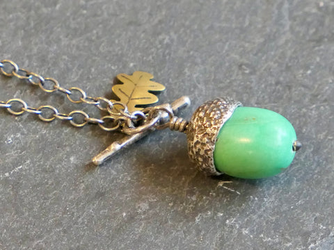 Large Acorn Pendant with Chrysoprase