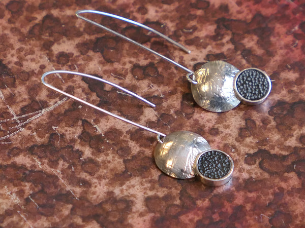 Whitby Jet Circle Thread Through Earrings