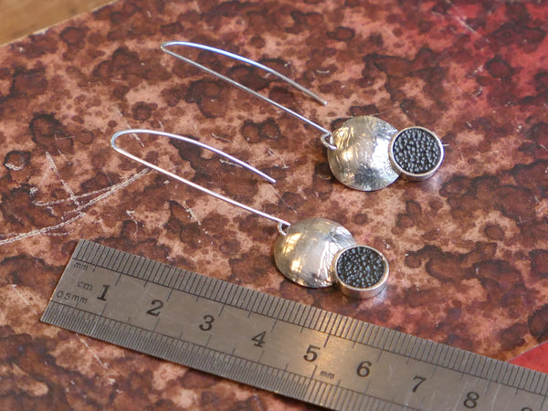 Whitby Jet Circle Thread Through Earrings