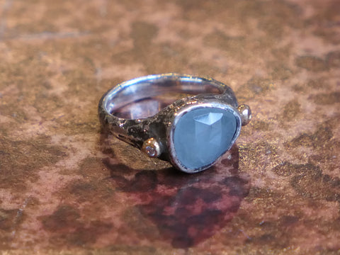 Aquamarine and Diamond Ring