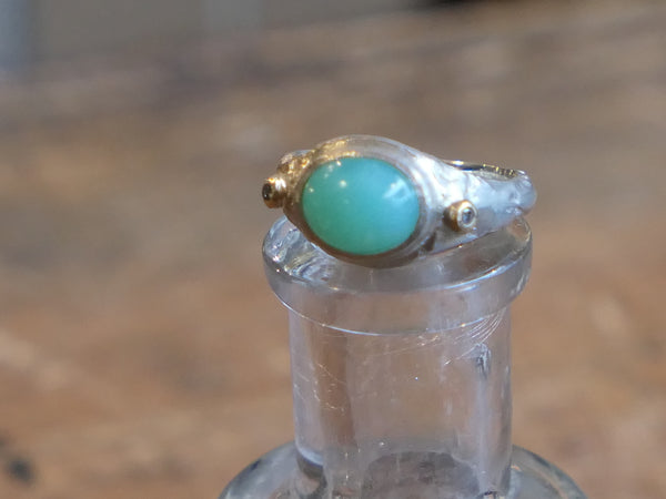 Chrysoprase and Diamond Ring