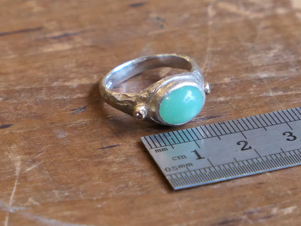 Chrysoprase and Diamond Ring