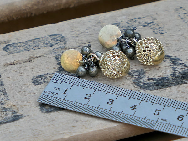 Hanging Ball Earrings with Pyrite