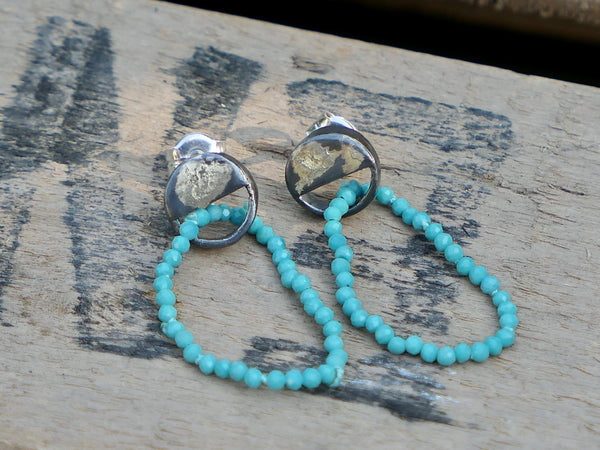 Mini Cloud Earrings with Turquoise