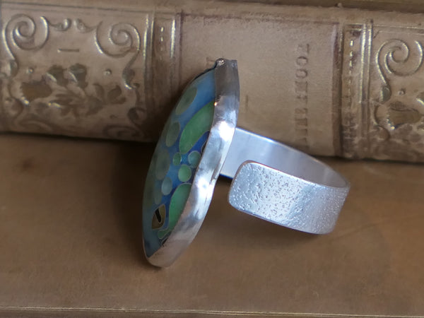 Blue Frog Ring with Carnelian
