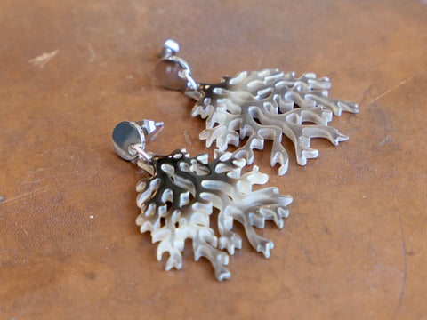 Black Natural Horn Coral Shaped Earrings