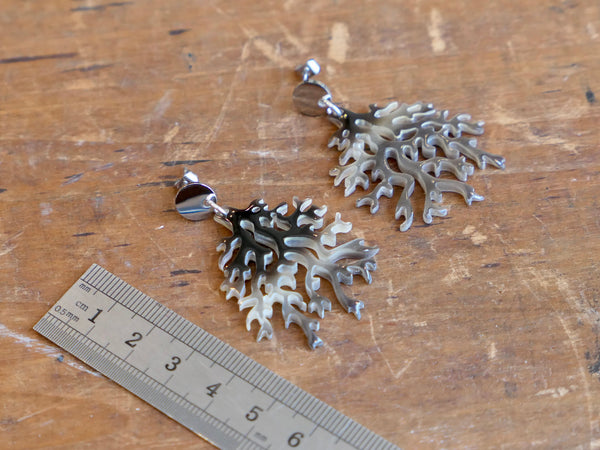 Black Natural Horn Coral Shaped Earrings