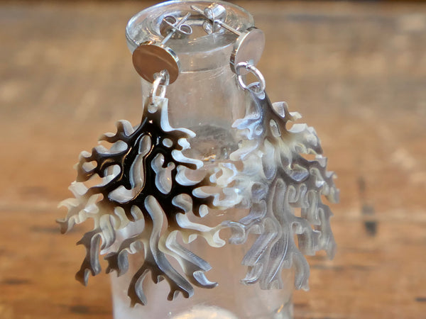 Black Natural Horn Coral Shaped Earrings