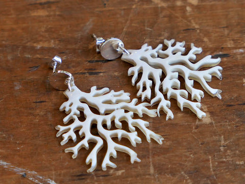 White Horn Coral Shaped Earrings