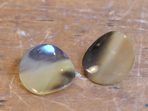 Brown Natural Horn Curved Stud Earrings