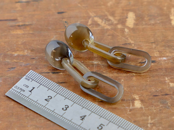 Brown Natural Horn Chain Drop Earrings