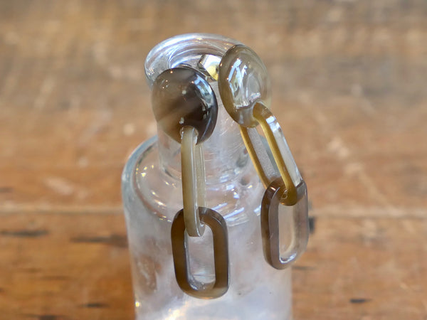 Brown Natural Horn Chain Drop Earrings