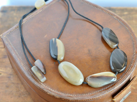 Brown Natural Horn Pebble Shaped Necklace