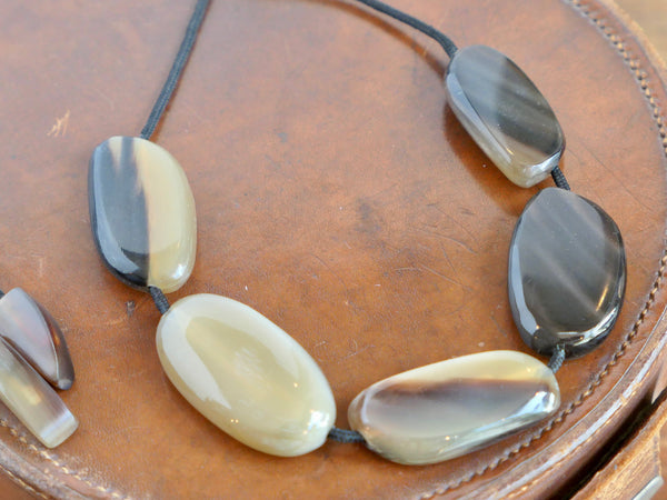 Brown Natural Horn Pebble Shaped Necklace
