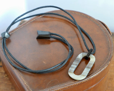 Black Natural Horn Rectangular Pendant
