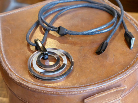 Black Natural Horn Triple Ring Pendant
