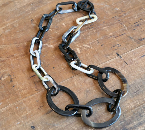 Black Natural Horn Mid Length Necklace