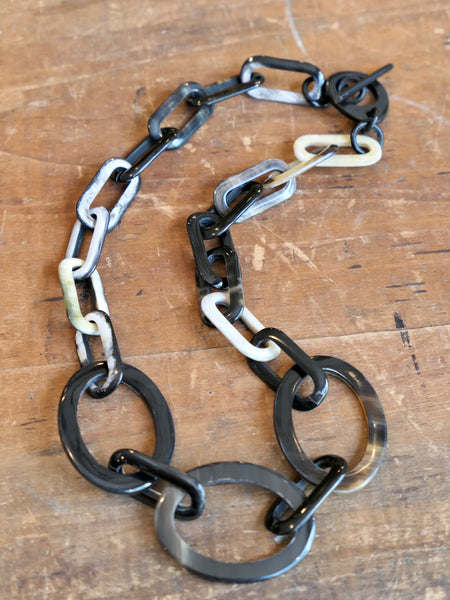 Black Natural Horn Mid Length Necklace