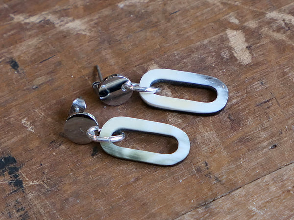 Back Natural Horn Open Link Drop Earrings