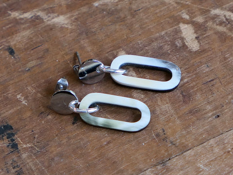 Back Natural Horn Open Link Drop Earrings