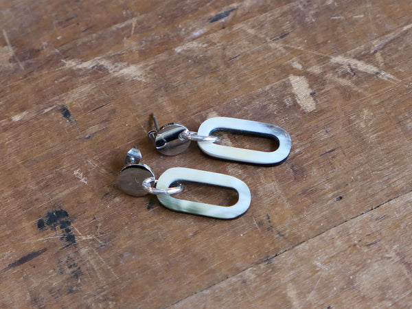 Back Natural Horn Open Link Drop Earrings