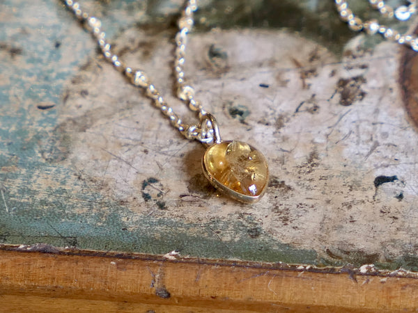 Julia Smooth Citrine Drop on Short Satellite Chain