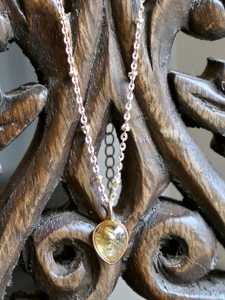 Julia Smooth Citrine Drop on Short Satellite Chain